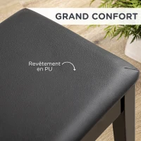 HOMCOM Banc pour piano avec assise rembourrée pieds en bois massif revêtement synthétique 75 x 35 x 49 noir(m-4)
