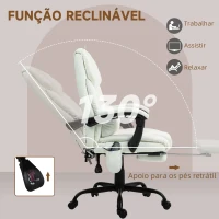 Vinsetto Cadeira de Escritório com Massagem de 6 Pontos Encosto Alto Reclinável Apoio para Pés e Controlo Remoto 66x75x112-122 cm Branco(m-6)