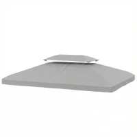 Outsunny Toldo de Substituição 4x3 m com Teto Duplo Orifícios de Drenagem e Proteção UV Apenas Toldo NÃO Inclui Estrutura Cinzento Claro(m-11)