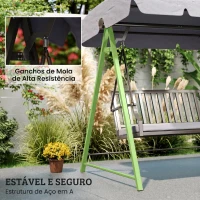 Outsunny Baloiço de Jardim para 3 Pessoas Banco Baloiço com Toldo Ajustável Almofada e Estrutura de Aço 205x133x181 cm Cinzento(m-6)