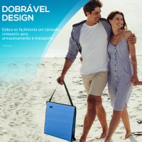 Outsunny Conjunto de 2 Esteiras de Praia Dobráveis com Encosto Reclinável e Alça de Transporte 142x51x40 cm Azul(m-6)