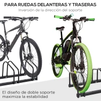 HOMCOM Aparcamiento para 6 Bicicletas Soporte de Acero para Aparcar Bicicletas en el Suelo o Pared 179x33x27 cm Negro(m-6)
