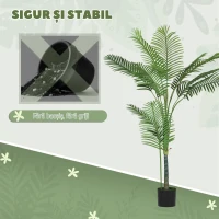 HOMCOM Plantă Artificială Areca Palm, Înălțime 150 cm, pentru Interior, cu Ghiveci, Decorațiune pentru Casă și Birou, Verde(m-7)