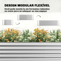 Outsunny Caixa de Plantio Grande com Cobertura de Estufa e Rede Fundo Aberto para Jardim Terraço 200x60x103 cm Prateado(m-8)