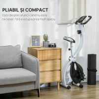 SPORTNOW Bicicletă Magnetică Pliabilă cu 8 Niveluri de Rezistență și Șa Reglabilă, din Oțel, 97x43x110 cm, Negru(m-8)