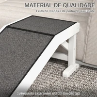 PawHut Rampa de Madeira para Animais com Tapete Antiderrapante para Cães Pequenos ou Séniores 125x40x35,5 cm Branco e Cinzento(m-4)