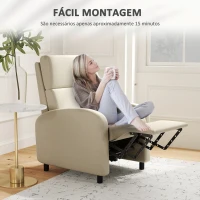 HOMCOM Poltrona Relax Reclinável até 160° Poltrona Reclinável Manual com Apoio para os Pés 64x86x102 cm Bege(m-7)