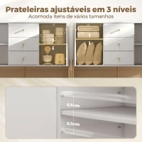 HOMCOM Aparador Moderno de 2 Portas Aparador de Sala com 3 Gavetas Prateleiras Ajustáveis Branco 120x39,1x76 cm(m-5)