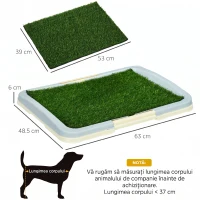 PawHut Toaletă pentru Câini cu 3 Straturi, Gazon Artificial, Grilaj și Tavă Inferioară, 63x48,5cm(m-3)