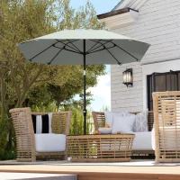 Outsunny 2,3 m Sonnenschirm ohne Basis, Verstellbarer Terrassenschirm mit Kurbel, Polyester, Aluminium, Fiberglas, Dunkelgrau(m-10)