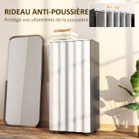 HOMCOM Armoire penderie Armoire de Rangement Mobile avec rideau, Panneaux de Particules, tringle de suspension, noir(m-5)