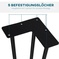 HOMCOM Tischbein-Set, 4 Stahl-Tischbeine, Gabel-Design, 40 kg belastbar, Schwarz(m-4)