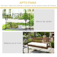 Outsunny Almofada para Bancos de 2 Lugares Almofada Retangular para Interiores e Exteriores Lavável 110x48x8cm Creme(m-6)