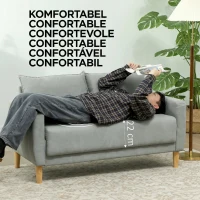 HOMCOM Divan cu 2 Locuri Catifelat cu Compartiment de Depozitare Inferior și Perne, 140x72x82 cm, Gri(m-9)