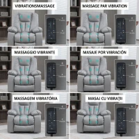 HOMCOM Fotoliu Reclinabil cu Funcție de Ridicare, 8 Puncte de Masaj și Telecomandă, din Microfibră, 94x96x106 cm, Gri(m-6)
