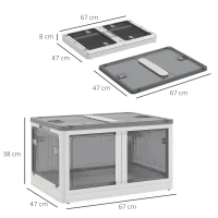 HOMCOM Boîte de rangement pliable et empilable 99L en plastique avec couvercle et 4 roulettes, accès à 5 côtés, blanc(m-3)