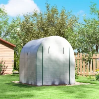Outsunny Seră Tip Tunel pentru Grădină 1.8x1.8x2 m din Oțel și PE Anti-UV cu Uși Rulabile și Ferestre, Albă(m-9)