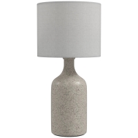 HOMCOM Tischlampe Tischleuchte, Nachttischlampe Schreibtischlampe mit Keramiksockel, Leinenschirm, 22x22x45 cm Sandbraun+Weiß