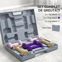 SPORTNOW Set de Gantere Fitness de 9 kg cu Mâner Antiderapant și Geantă, Multicolor(m-4)
