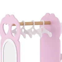 AIYAPLAY Kids Wardrobe, Children Dress Up Storage with Mirror, Clothes Rail, Shelves, Hangers for Girls Boys Bedroom Nursery Pink(m-10)