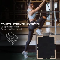 SPORTNOW Cutie de Sărituri Pliometrică la 3 Înălțimi din Lemn Antiderapant, 41-36-31cm, Negru(m-6)