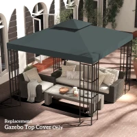 Outsunny Acoperiș de Schimb pentru Foișor 3x3m cu 2 Niveluri și Rezistent la Razele UV, Verde(m-15)