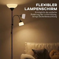 HOMCOM Uplighter, Mutter-und-Kind-Stehlampe, hohe Lampe mit 3 Farbtemperaturen und flexiblem Schwanenhals, Schwarz(m-6)
