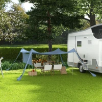 Outsunny Sonnensegel, wasserdicht, anpassbar, leicht, faltbar, Stahltützen, 3x3x2m, Blau(m-10)