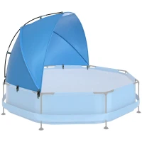 Outsunny Sonnenschutz für Pools, einfacher Aufbau, anpassbare Position, UV-Schutz, blau, 3,6 x 1,75 x 1,2 m(m-12)