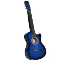 HOMCOM Pack guitare électrique kit guitare électrique avec sac, sangle, corde, médiators, câble, 96,5x35,8x8,5cm, bleu et noir(m-1)