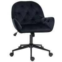 Vinsetto Homeoffice Stuhl Schreibtischstuhl mit Samtoptik höhenverstellbar Drehstuhl Schminkstuhl Bürostuhl bis 120 kg belastbar, für Arbeitszimmer, Schlafzimmer Schwarz(m-1)