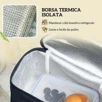 Outsunny Cesta da Pic Nic per 4 Persone con Area Frigo e Accessori, in Vimini, 54x34x20 cm, color Legno(m-5)