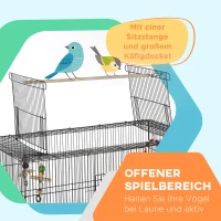PawHut Vogelkäfig inklusive Sitzstangen, Vogelspielzeug, herausnehmbare Bodenwanne, Schwarz(m-5)