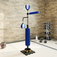 SPORTNOW Boxstand, zwei Speedballs, drehbare Boxstange, Kickpolster, höhenverstellbar, Stahl, 107 x 36 x 140-205 cm, Blau(m-9)