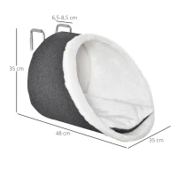 PawHut Katzen Hängehöhle für Heizkörper Fensterplatz Katzenhöhle Katzenbett Dunkelgrau+Weiß  Leinentouch Flanell 48 x 35 x 35cm(m-3)