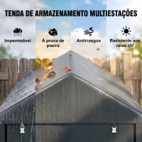Outsunny Abrigo para Ferramentas Bicicletas e Motos 1,2x1,8x1,65 m Garagem Portátil com 2 Habitações Cinza Escuro(m-4)