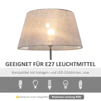 HOMCOM Stehlampe Ablage Schlafzimmer Standleuchte Stehleuchte Lampenschirm für Wohnzimmer Schlafzimmer 40 W Skandinavisch Holz + Leinen grau 46 x 46 x 158,5 cm(m-7)