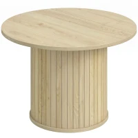 HOMCOM Mesa de Centro Redonda com Base de Coluna de Ripas para Sala de Estar ou Quarto Ø60x40 cm Madeira(m-1)