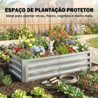 Outsunny Caixa de Plantio de Aço Galvanizado para Cultivar Plantas Flores Floreira Exterior Retangular com Fundo Aberto 120x60x30,5 cm Prata(m-6)