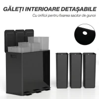 HOMCOM Bidone Immondizia a 3 Sezioni da 20L con Chiusura Silenziosa, in Acciaio Inox e PP, 61.9x36.6x56.7 cm, Nero(m-7)