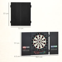 HOMCOM Țintă Săgeți Electronică cu Scor Automat, 12 Săgeți și 6 Display-uri, 51x6.5x57cm, Neagră(m-3)