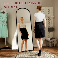 HOMCOM Espelho de Pé Espelho de Corpo Inteiro 60x165 cm com Estrutura de Liga de Alumínio e Suporte para Sala Quarto Preto(m-4)