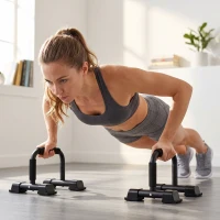 HOMCOM Dip Barren 2er Set Dip Station bis 120 kg belastbar Dip Stange Fitnessgeräte für Zuhause Parallettes Calisthenics Equipment für Krafttraining(m-7)