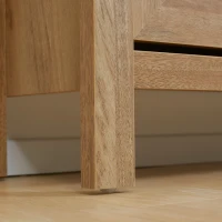 HOMCOM Schuhschrank, bis 18 Schuhpaare, 3 Kippfächer, Rattandekor, Naturholzoptik, 80 x 23,5 x 121,5cm(m-9)