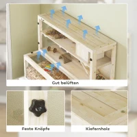 PawHut Hamsterkäfig, 3 Ebenen, Hütte, Zubehör, 100 x 50 x 84 cm, für mehrere Kleintiere, Holz, Kunststoff(m-5)