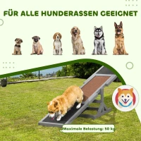 PawHut Hundewippe Aqulity-Wippe Hundesportwippe, 180 x 30 x 30 cm, Grau + Braun(m-8)