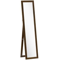 HOMCOM Espelho de Pé 37x155 cm Espelho de Corpo Inteiro Espelho de Parede Retangular com Estrutura de Madeira Cor Nogueira(m-1)
