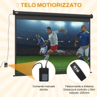 HOMCOM Schermo per Proiettore 100" Formato 4:3 Regolabile con Telecomando, 203x152cm, Nero(m-4)