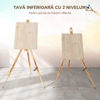 Vinsetto Sevalet pentru Pictura Pliabil din Lemn de Fag cu Inaltime si Inclinare Reglabile, 93x84x183 cm, Lemn natur(m-6)
