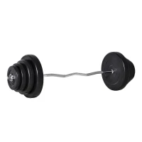 HOMCOM Langhantel Set Kurzhantel einstellbar mit W-förmigen Griffe für Krafttraining 70 kg Metall Schwarz(m-10)